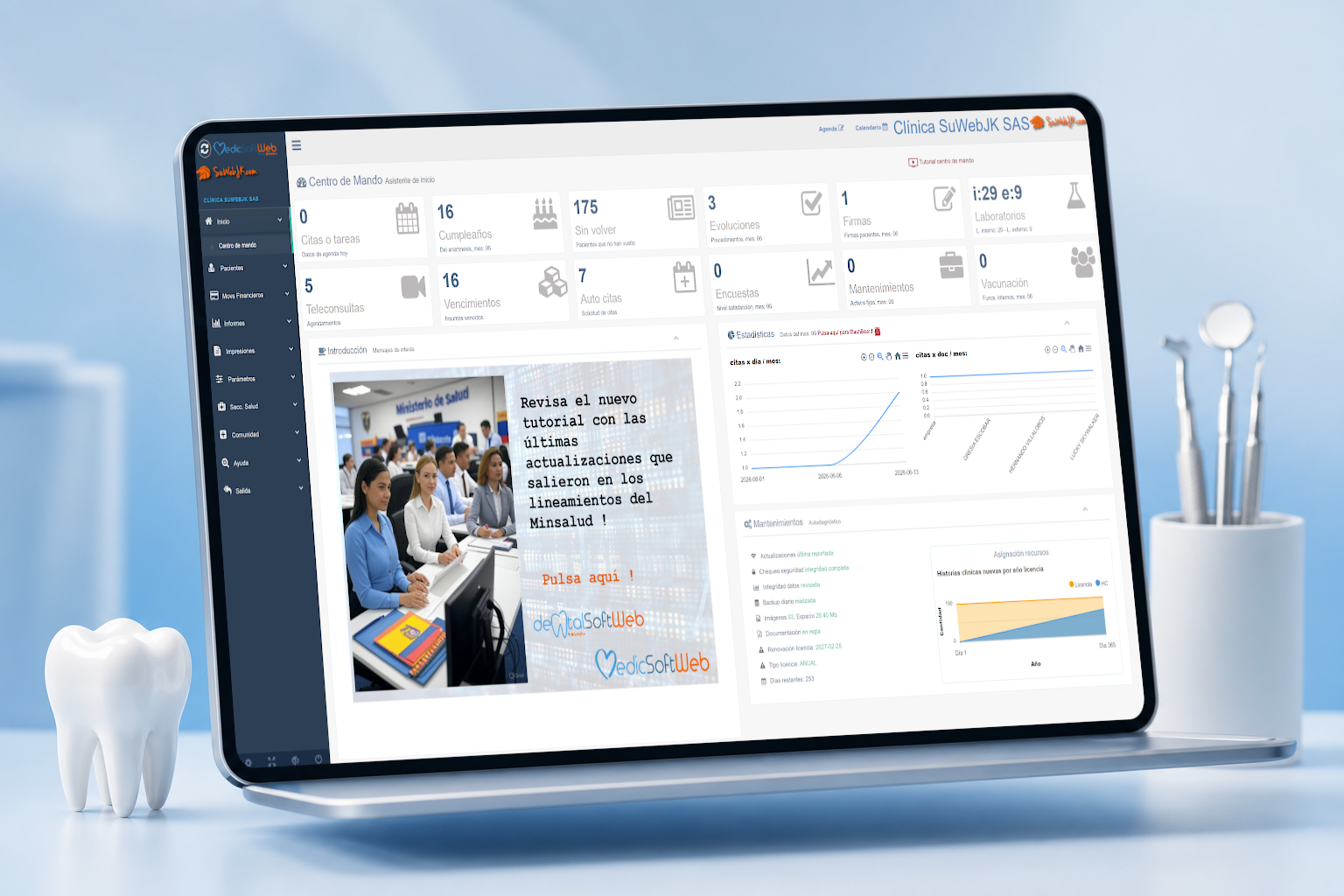 DentalSoftWeb — Centro de Mando en acción
